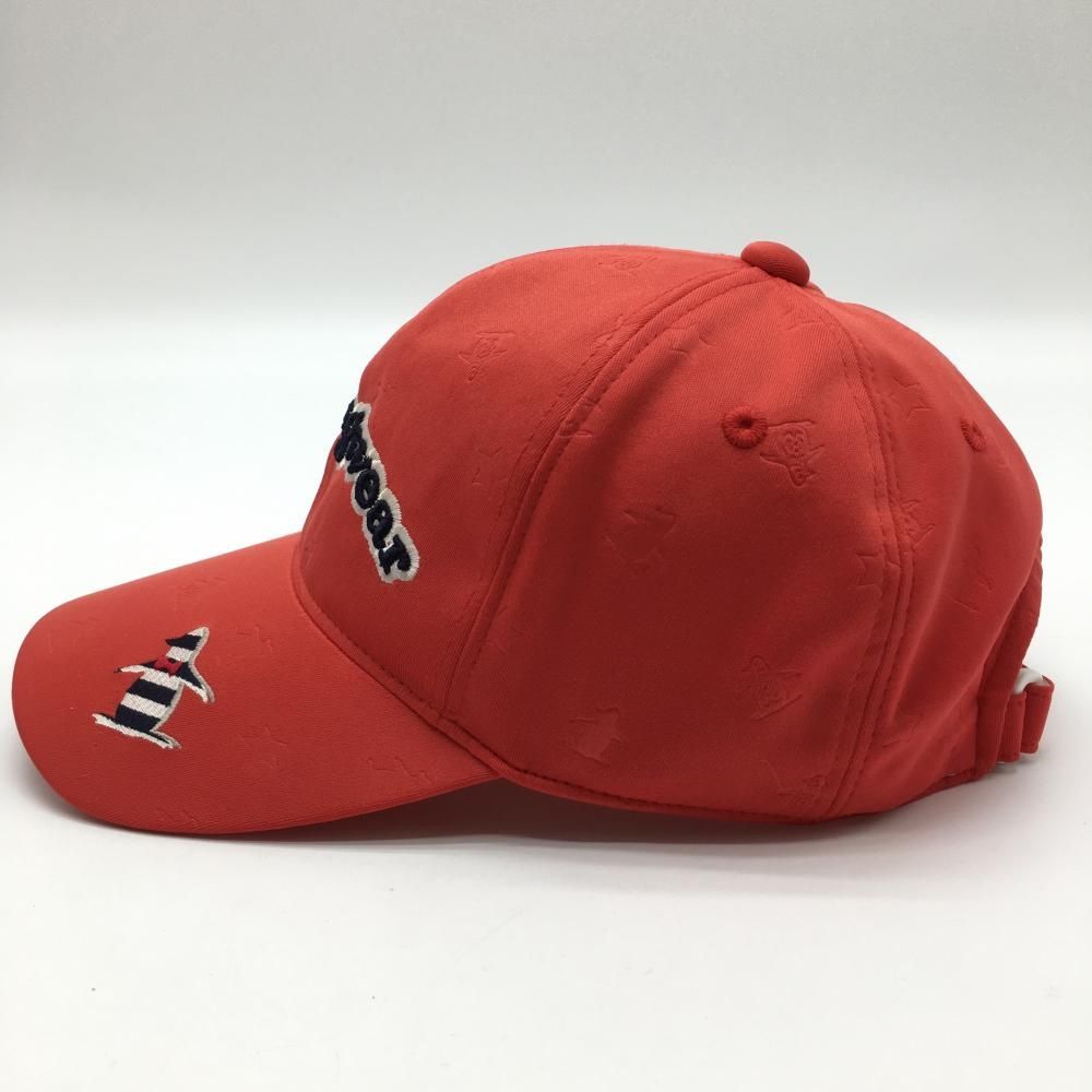 超美品】マンシングウェア キャップ レッド系 ペンギン柄