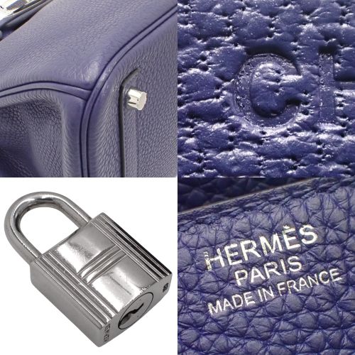 HERMES(エルメス) バーキン 30 ブルーアンクル ネイビー紺 ブルーパープル青紫 トリヨンクレマンス パラジウム金具 シルバー金具 C刻印 ハンドバッグ トートバッグ レディース 40802098145【中古】【アラモード】