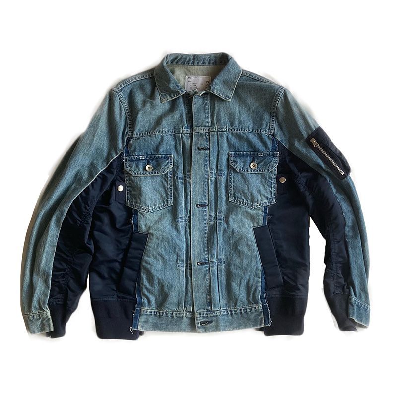 sacaiサカイ★ブルー ナイロンツイル デニムジャケット sacai: ブルー ナイロンツイル デニムジャケット | SSENSE 日本