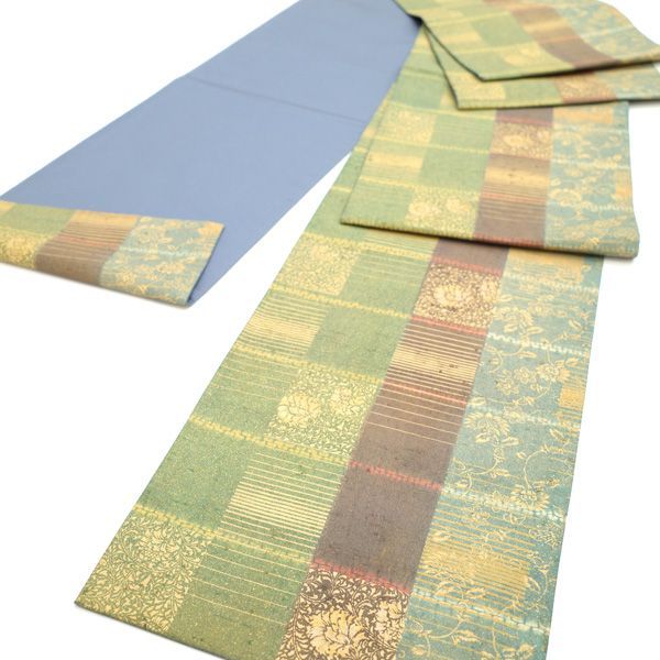 中古】すごい値！袋帯 本場牛首紬 石川県指定無形文化財 絞り 金彩 全  