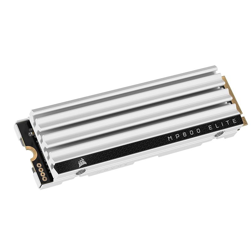 CORSAIR MP600 ELITE 2TB PCIe Gen4 x4 NVMe M.2 SSD PlayStation 5 PS5 適用 M.2 2280 フォームファクタ 薄型アルミニウム製ヒートシンク 高密度 3D TLC NAND ホワイト CSSD