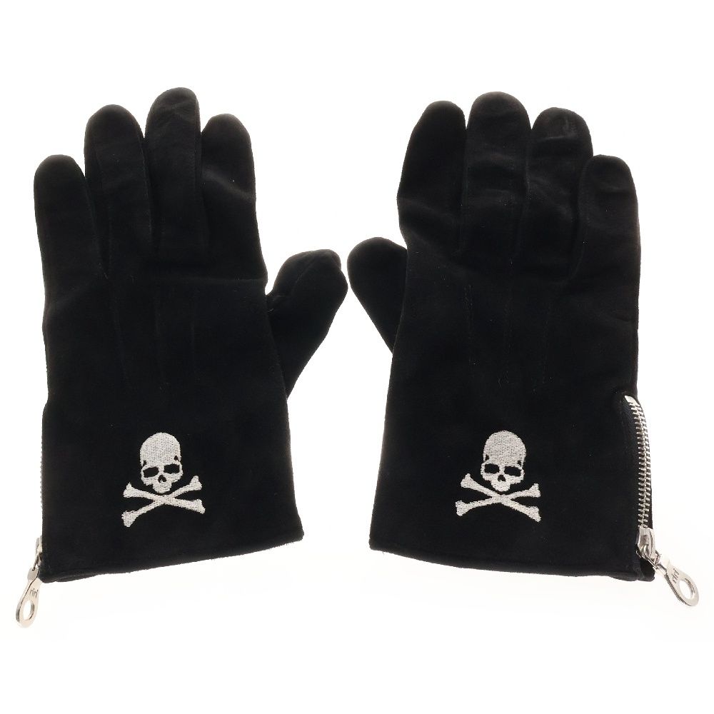 mastermind JAPAN マスターマインドジャパン ロゴ刺繍 サイドジップ スエード グローブ 手袋 ブラック