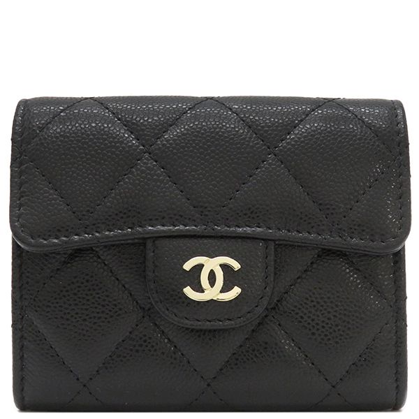 シャネル CHANEL チェーンウォレット マトラッセ チェーンショルダー キャビアスキン ブラック シャンパンゴールド金具 ミニウォレット CC ココマーク 黒 AP0238 ランダムシリアル 箱