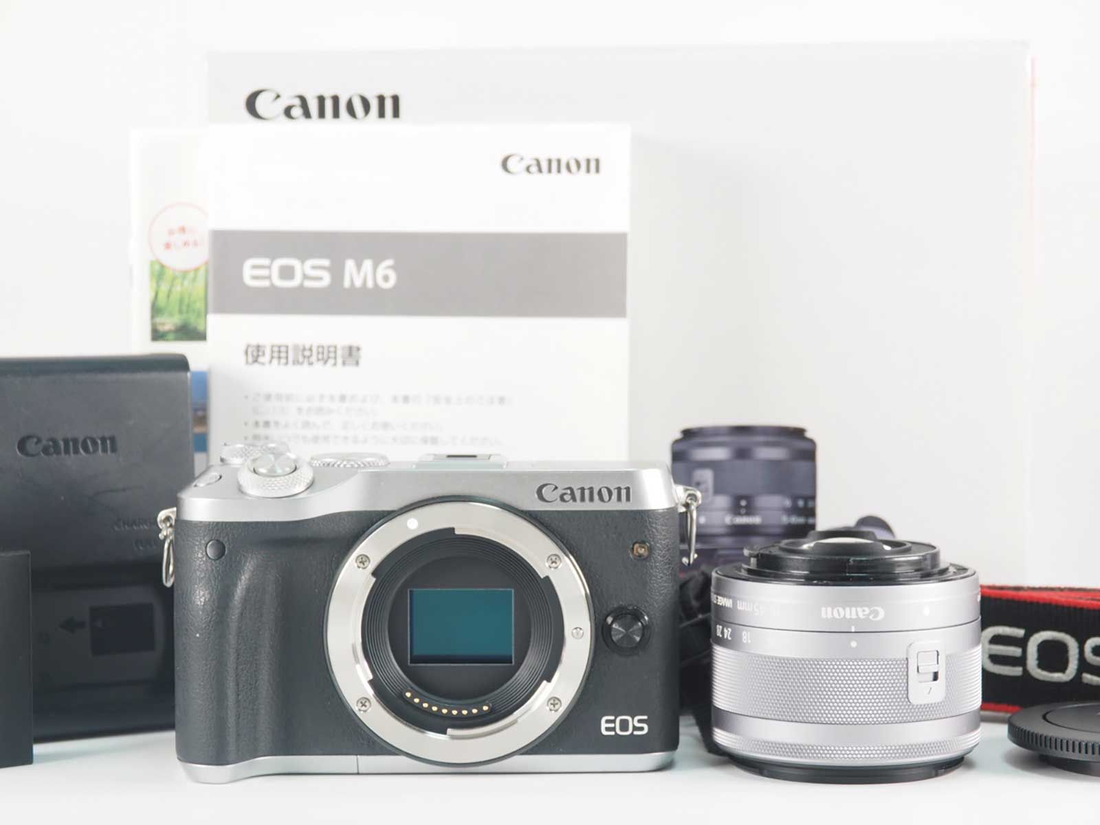 キャノン Canon EOS M6 24.2MP Digital Camera Silver 15-45mm Lens 元箱 Z5384A