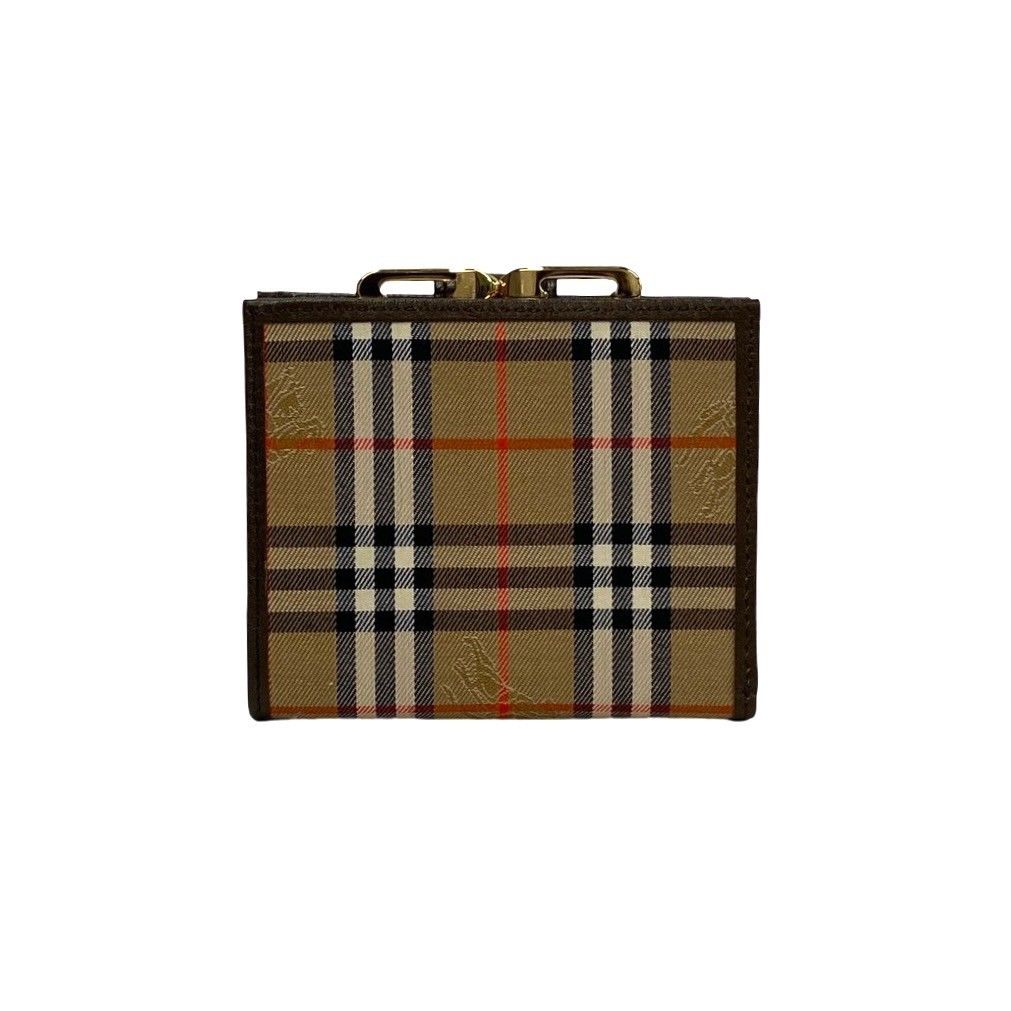 未使用保管品 バーバリーズ ノバチェック レザー キャンバス 二つ折り