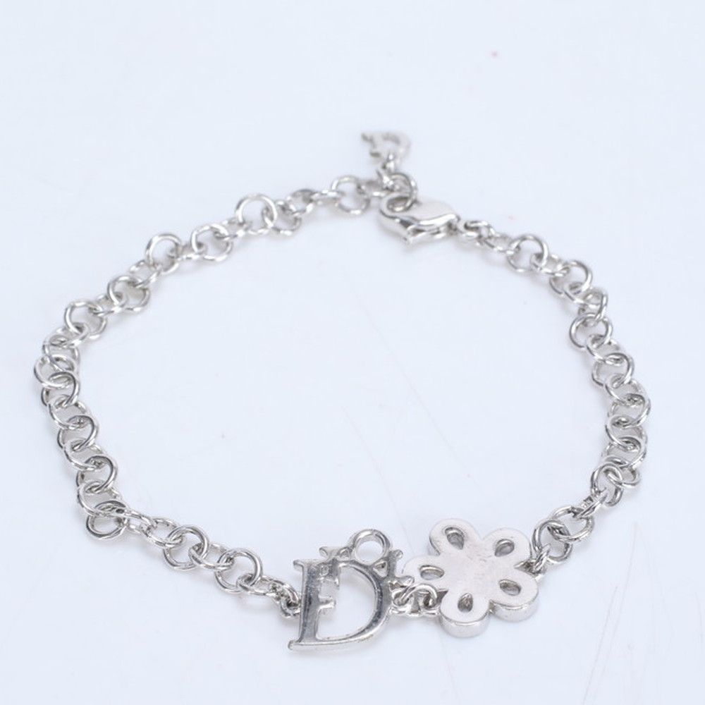 極美品 ディオール ロゴ ラインストーン フラワー ブレスレット