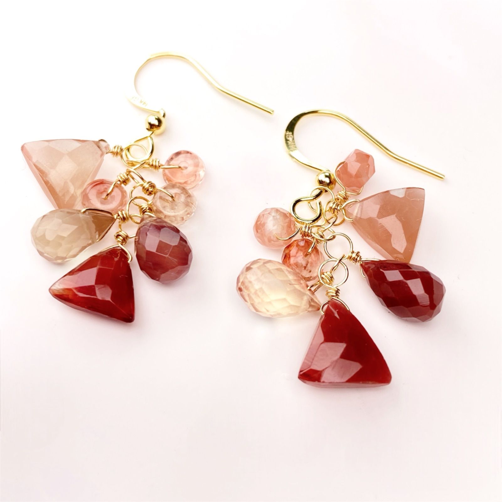 14kgfフォッシルコーラル・アンデシンラブラドライトピアス/イヤリング