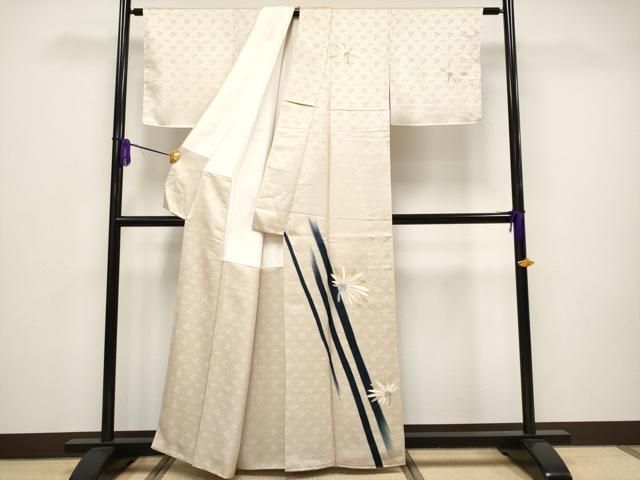 平和屋本店□極上 創業460年・千總 訪問着 舞花文 金彩 灰梅色地 反端