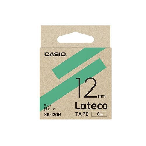 カシオ ラベルライター Ｌａｔｅｃｏ XB-12GN 緑 黒文字 1巻8m