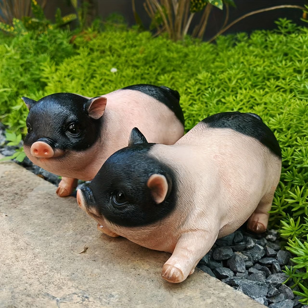 置物 オブジェ ガーデンオーナメント 2匹のブタ 子豚 ぶた 屋外 屋内
