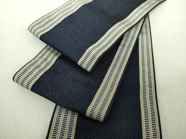 平和屋着物○男性 本場筑前博多織 両面 角帯 間道 正絹 逸品 未使用