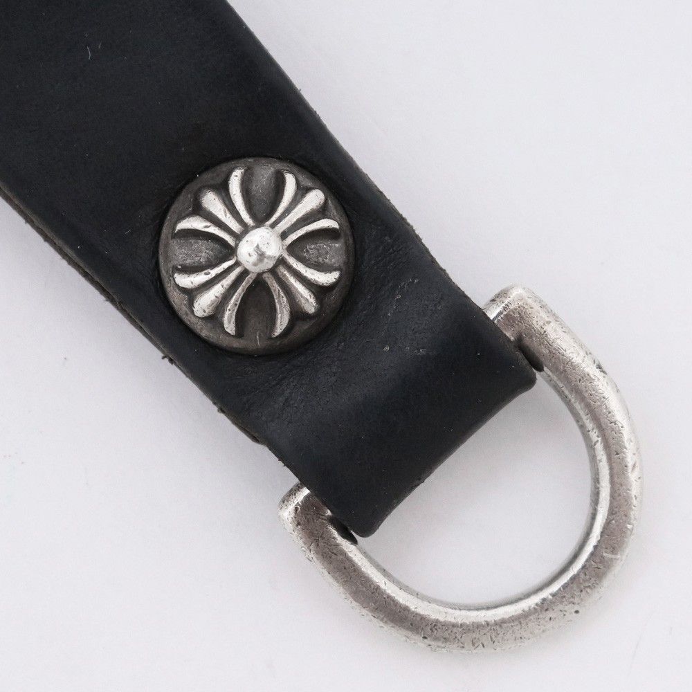 CHROME HEARTS Dキーリング クロスボタン ブラックレザー クロムハーツ