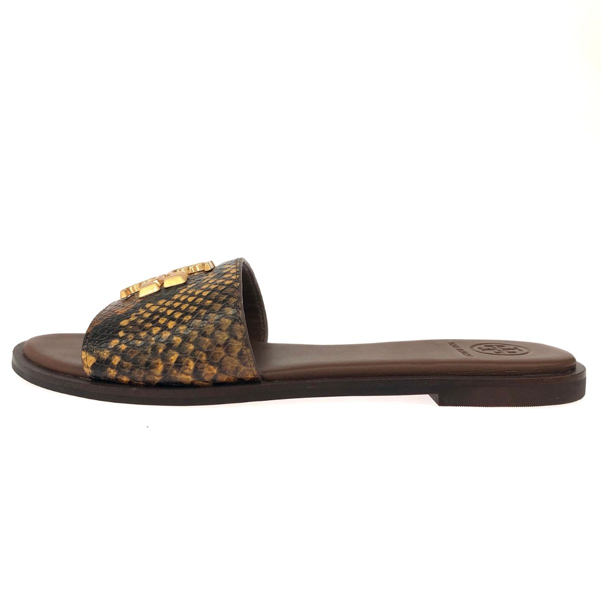 TORYBURCH トリーバーチ サンダル 表記サイズ 7 ロゴバックル|パイソン型押しレザー ブラウン レディース | 241011011658