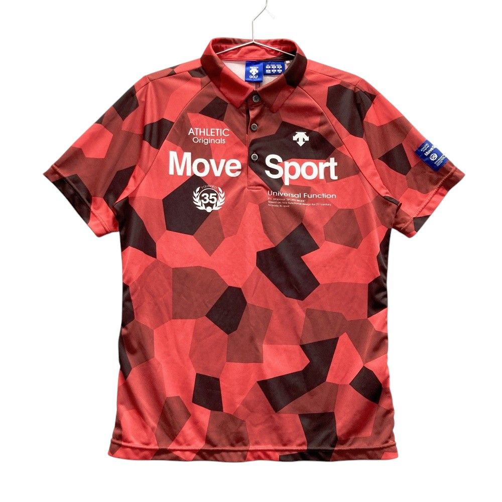 サイズ L DESCENTE GOLF デサントゴルフ 半袖ポロシャツ 総柄 レッド系 240101469535 ゴルフウェア メンズ ストスト