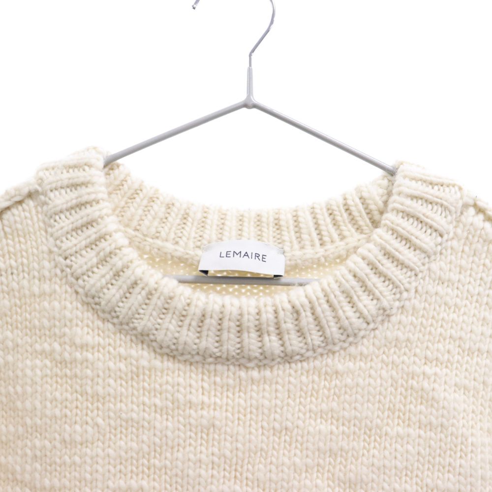 LEMAIRE (ルメール) 22AW CHUNKY SWEATER ミドルゲージ ウールニット 長袖セーター ホワイト KN345 LK123