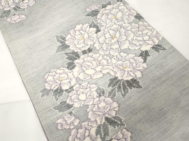 平和屋着物○小千谷紬 花唐草文 正絹 逸品 AABA5261ph