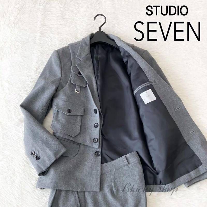 STUDIO SEVEN スタジオセブン ベスト レイヤード セットアップ スーツ ライト グレー S スリーピース 総裏地 2B センターベント