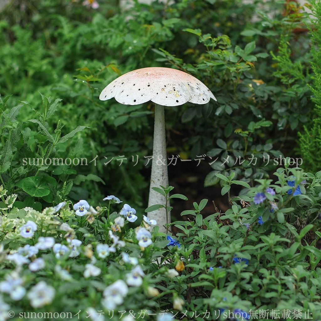ホワイト お洒落 キノコ かわいい シャビー加工 おしゃれ 8-14 ヴィンテージ調 ガーデンオブジェ ガーデン きのこ 庭の装飾 インテリア 茸 ガーデン雑貨 置物 雑貨 鉄 ガーデニング ガーデンインテリア STEELWINDOWSANDDOORS_COM