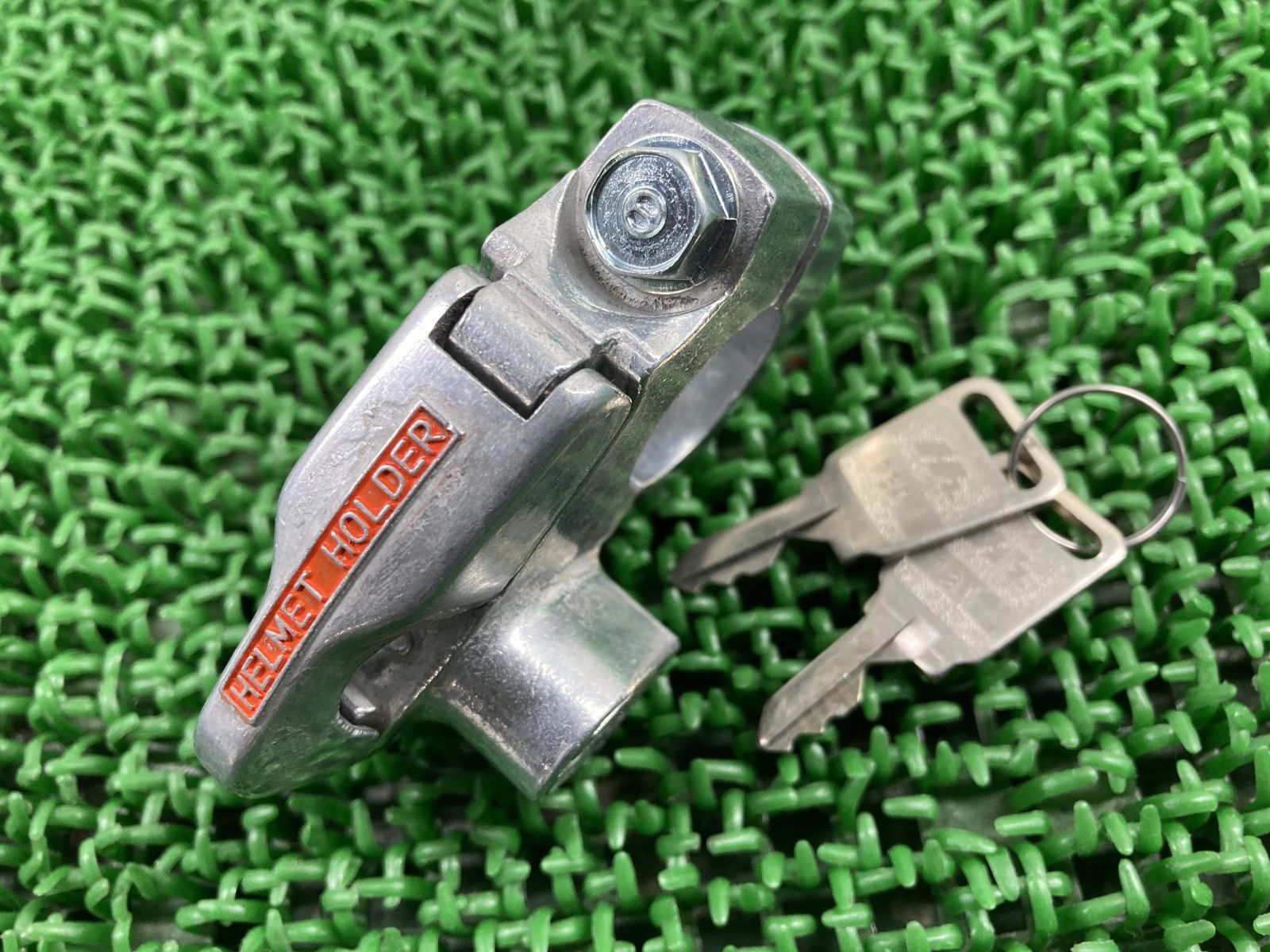 ヘルメットホルダー ホンダ 純正 中古 バイク 部品 メットロッククランプ 鍵2本 CB CL CM 当時物 車検 Genuine