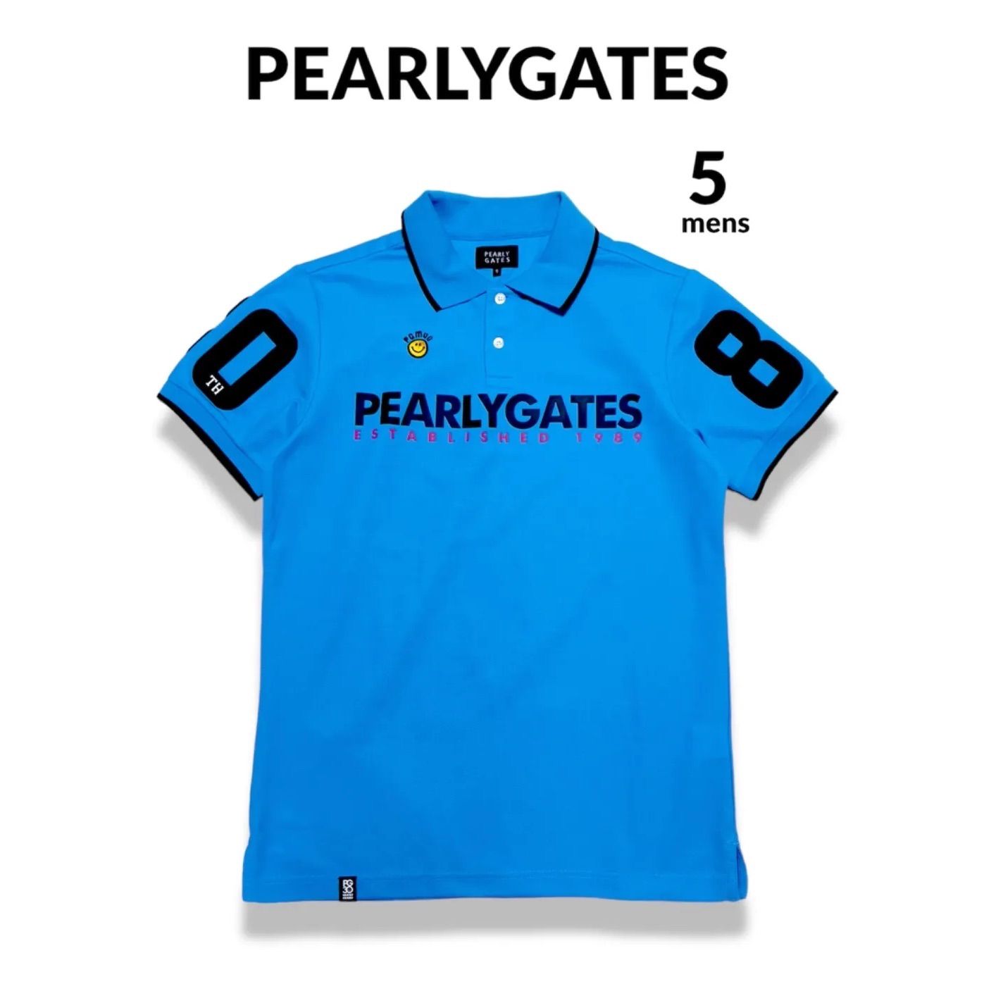 メンズ PEARLYGATES ポロシャツ 半袖 鹿の子 サイズ5 限定 30th ブルー