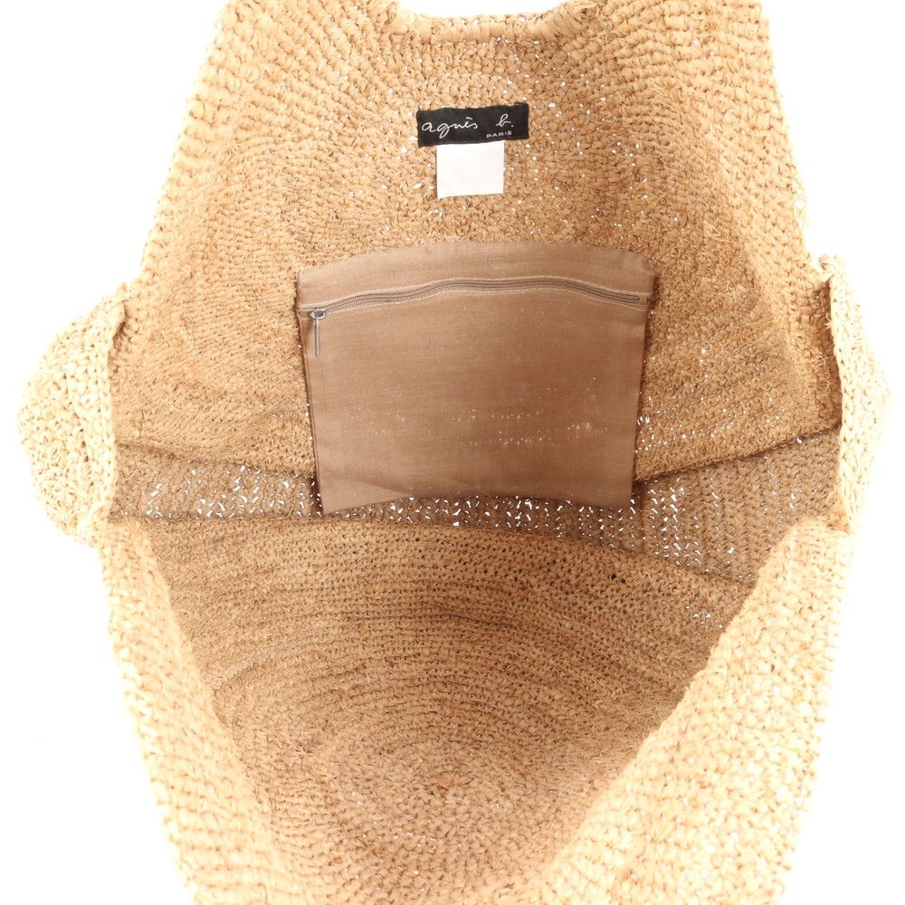 agnès b. ベージュ ストロー トートバッグ 美品 アニエスベー ストロー バッグ ベージュ トート バッグ