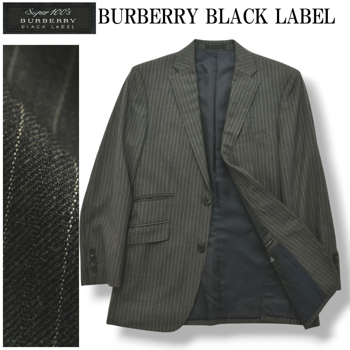 BURBERRY BLACK LABEL ストライプジャケット BURBERRY BLACK LABEL」 ストライプ柄テーラードジャケット