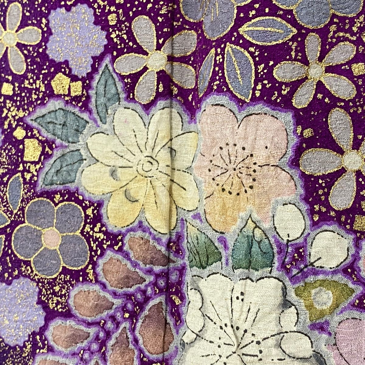 訪問着 身丈168.5cm 裄丈70.5cm L 袷 翠山工房 落款 辻が花 花