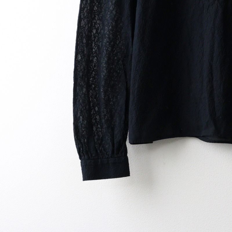 ミナペルホネン mina perhonen xs1954 lintu 刺繍 ブラウス 38/ブラック トップス 長袖 ノーカラー シャツ カットソー【2400014500158】 ミナペルホネン mina perhonen xs1954 lintu 刺繍 ブラウス 38