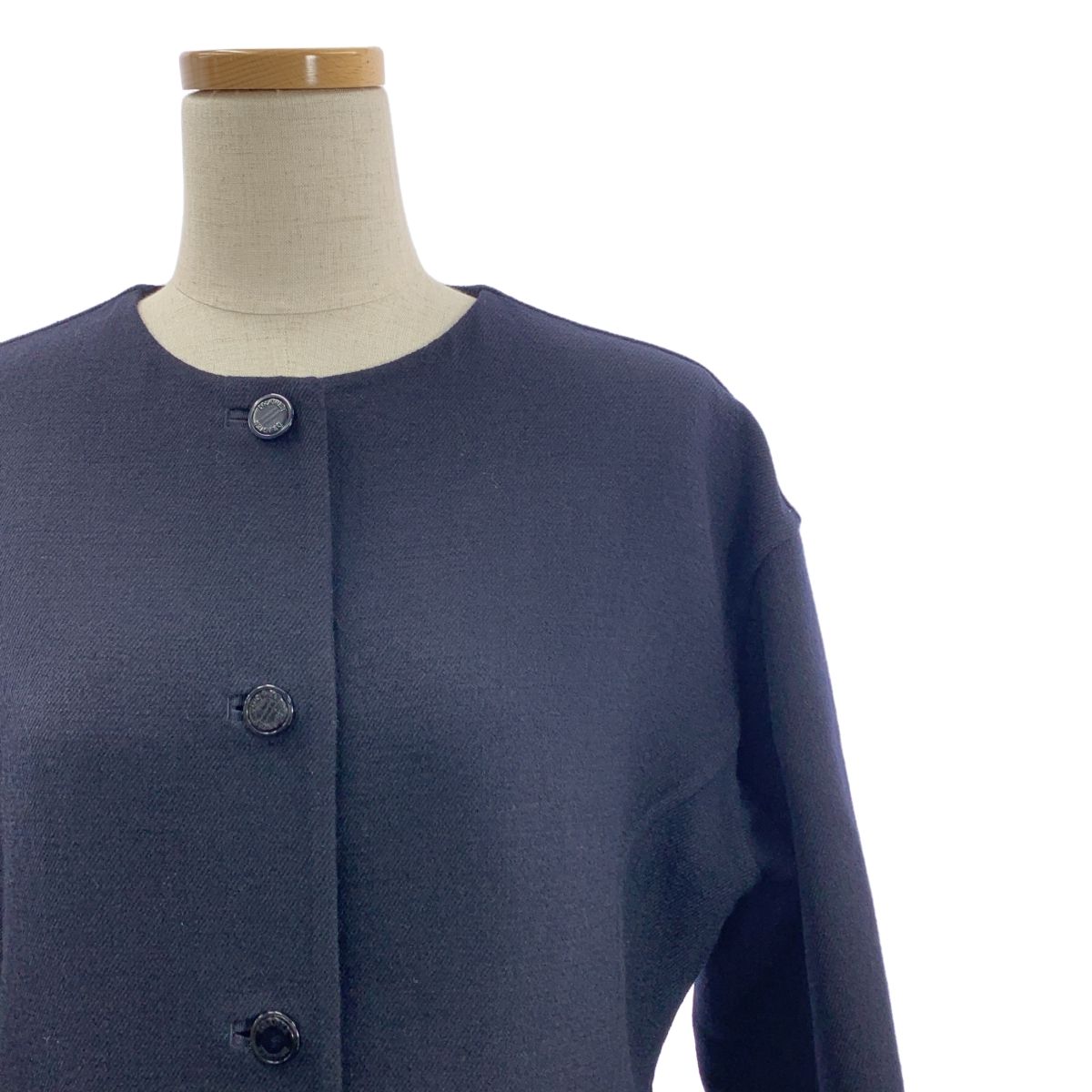 Drawer ドゥロワー ノー ロングコート 36 ネイビー レディース