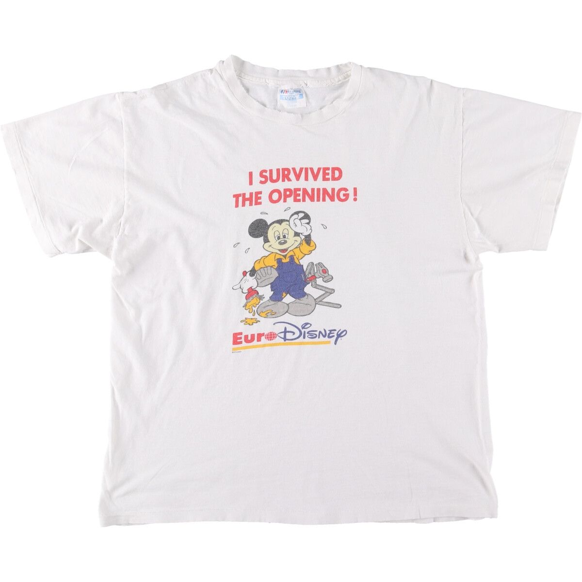 ミッキーマウス プリント Tシャツ ヴィンテージ Hanes USA製 Lサイズ 古着 80年代 ヘインズ Hanes MICKY MOUSE ミッキーマウス キャラクター