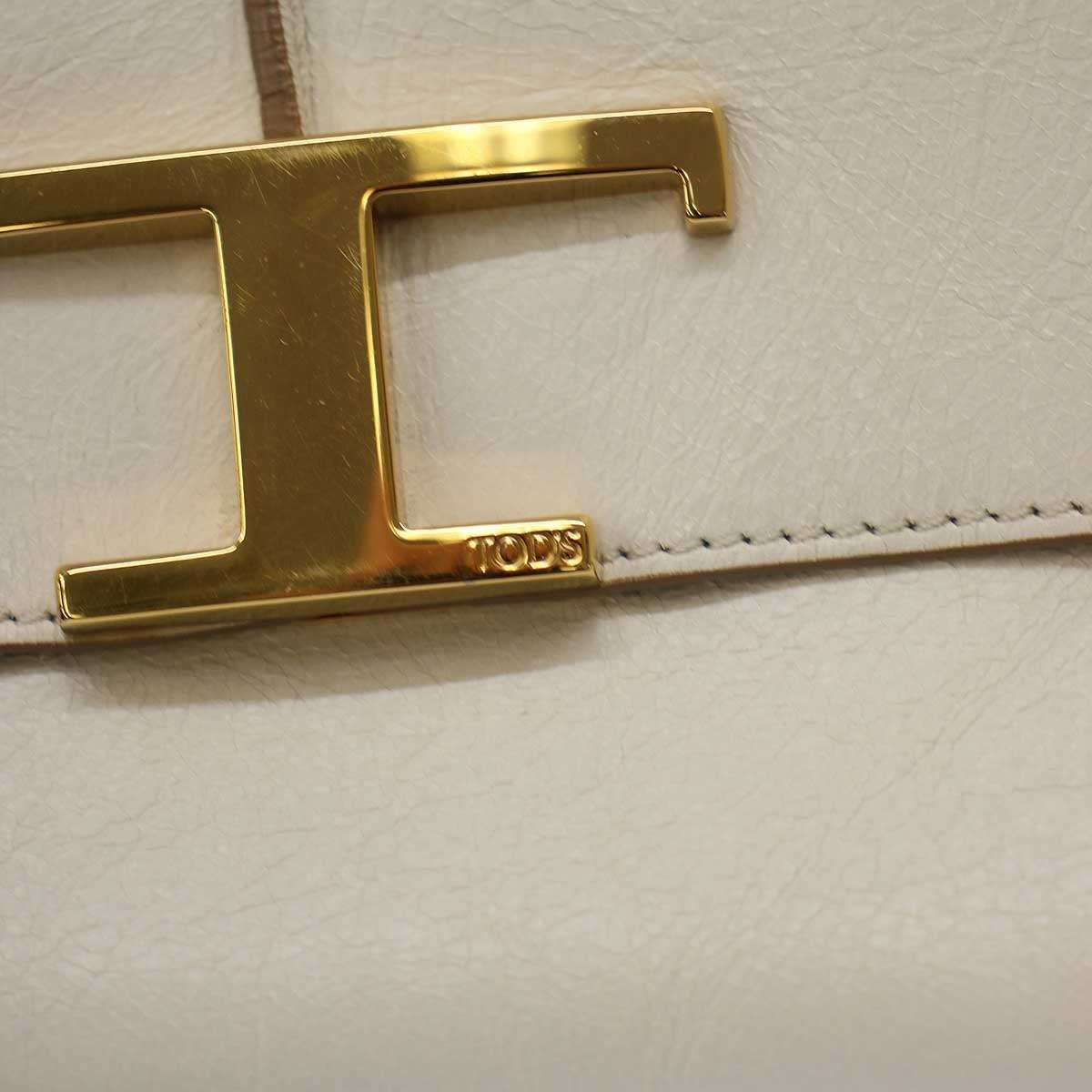TOD’S トッズ TIMELESS ワンショルダーレザーバッグ  ホワイト 女性 ホワイト T タイムレス レザー ショルダー バッグ スモール