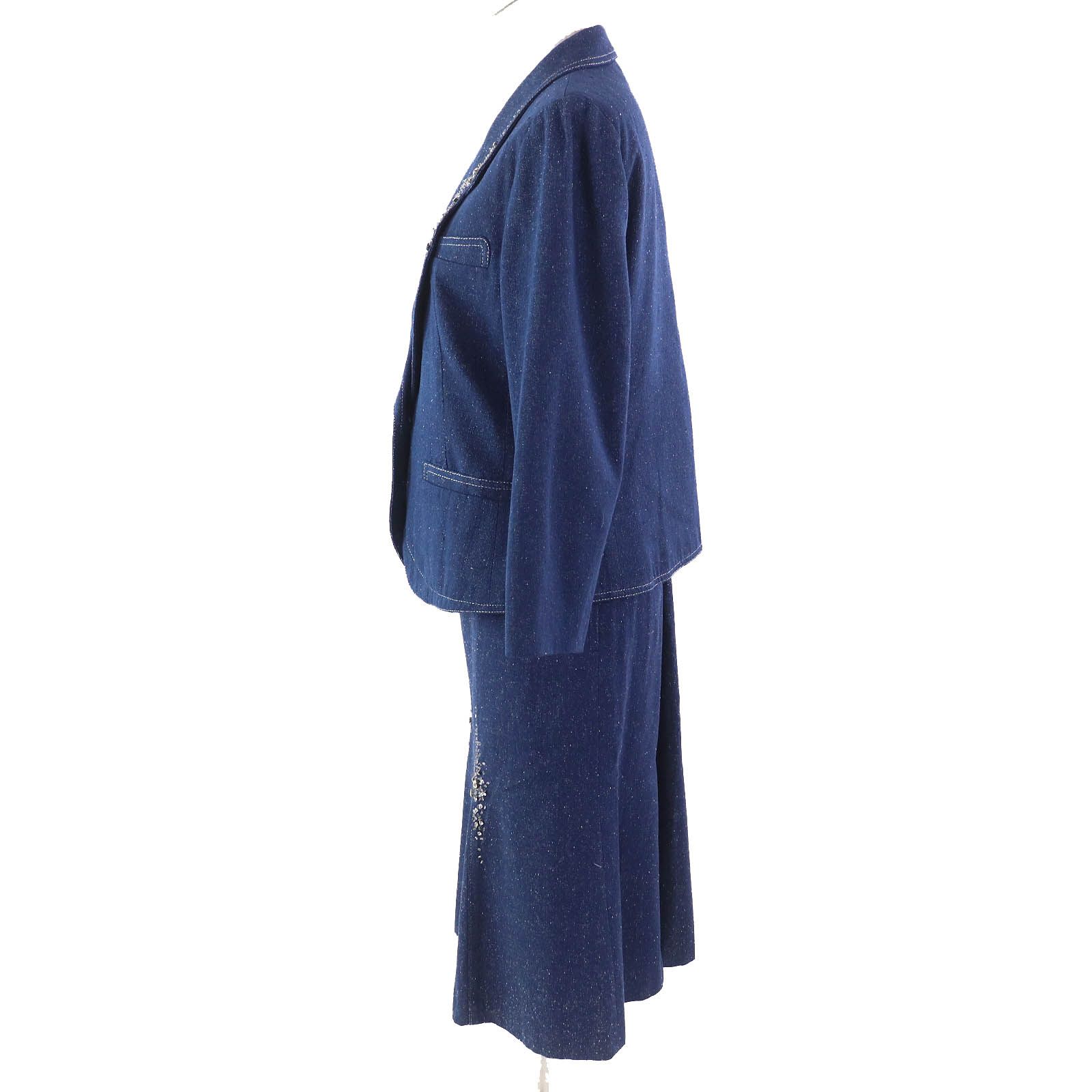 LEONARD 濃紺スカート　サイズ42 美品△LEONARD FASHION レオナール ファッション シルク100