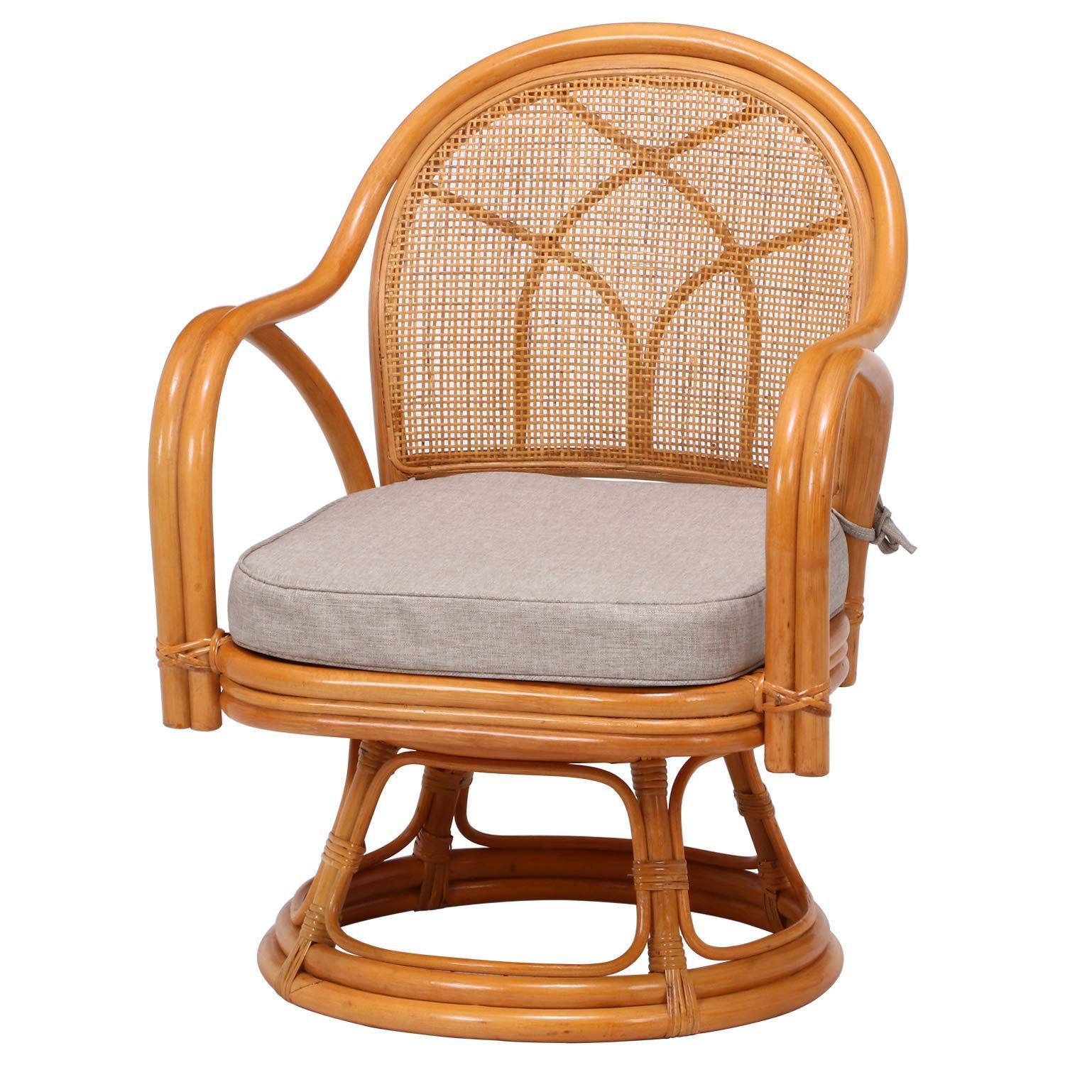 木製 ラタン 籐 藤 回転椅子 座椅子 イス いす 椅子 chair チェア 不二貿易 座椅子 籐椅子 回転式 幅52×奥行54×高さ69cm ナチュラル