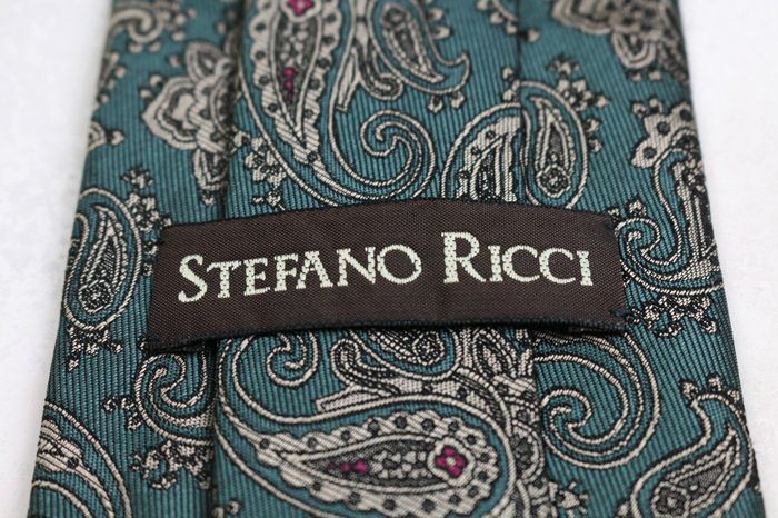 ステファノリッチ ブランド ネクタイ 総柄 ペイズリー 幾何学模様 シルク PO メンズ カーキ STEFANO RICCI ステファノリッチ ブランド ネクタイ 総柄 ペイズリー 幾何学模様