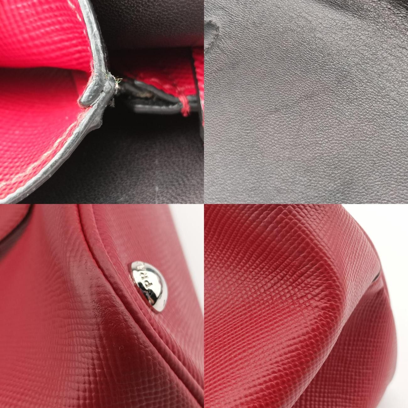 プラダPradaハーフフラップダブルターンロックレッドサフィアーノレザーBN2821180 10