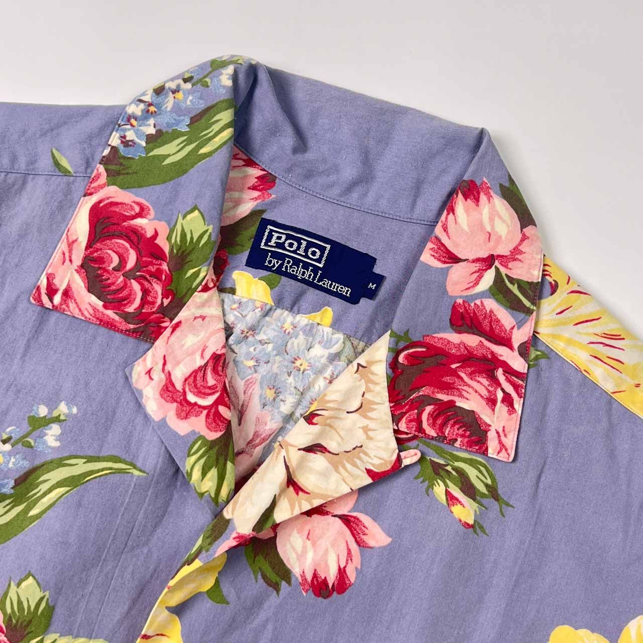 90s ラルフローレン アロハシャツ S 花柄 ヴィンテージ 90s Polo Ralph Lauren ラルフローレン 花柄 バラ 半袖 開襟