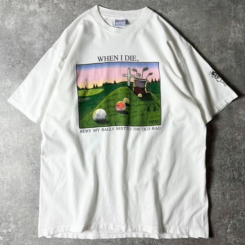 90s USA製 1993 ジョーク アート プリント 半袖 Tシャツ XL / 90年代 アメリカ製 ビンテージ シングル ステッチ ホワイト