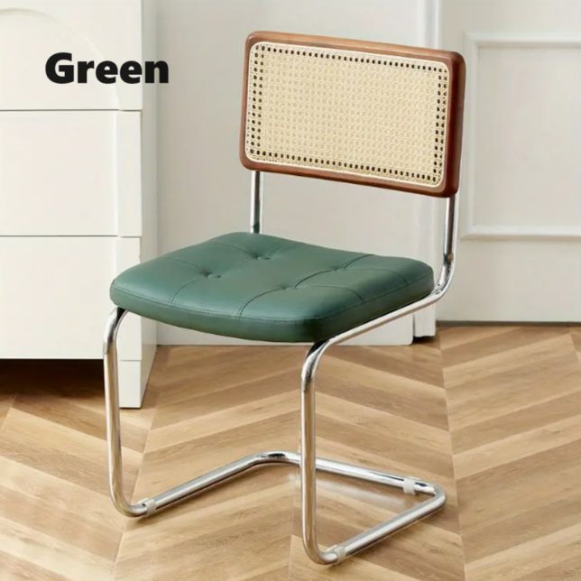 椅子 チェア 一人掛け クッション レトロ レザー張り ラタンブラック