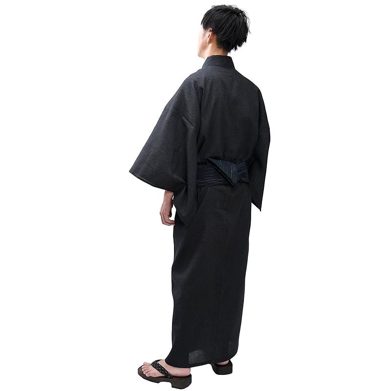 江戸てん メンズ浴衣しじら織り 2点セット グレー 706 L 1