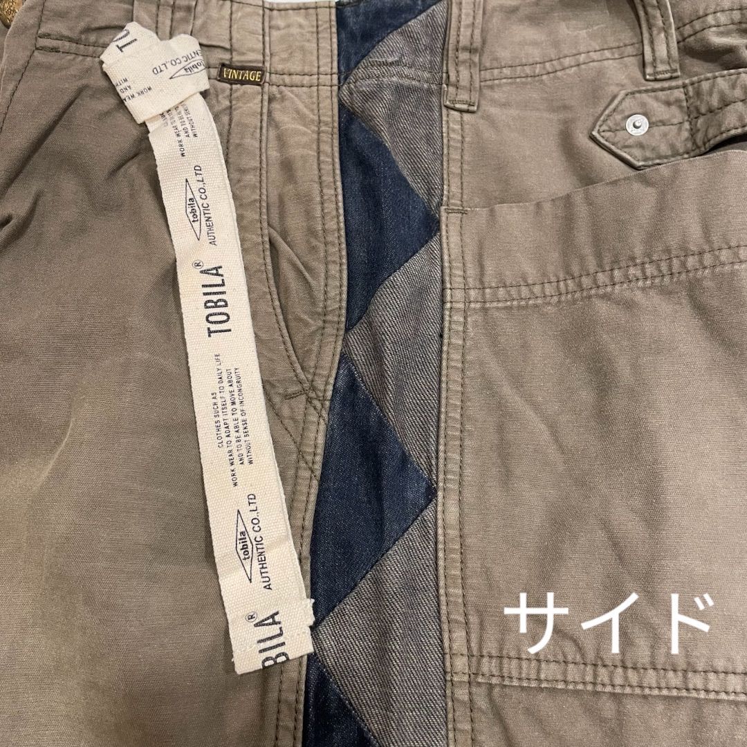 TOBILA トビラ サイドラインパンツ ビンテージ加工 ワークパンツ