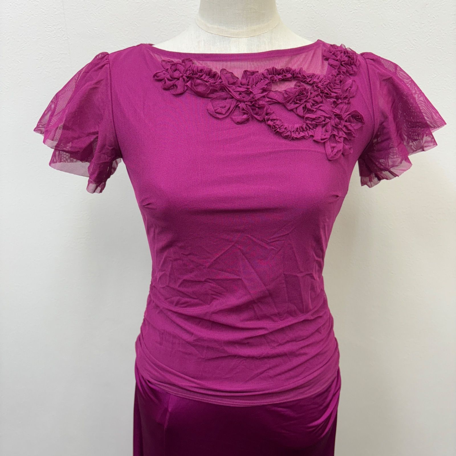 Chacott】社交ダンス ダンス衣装 セットアップ 紫 パープル 最新 シフォン