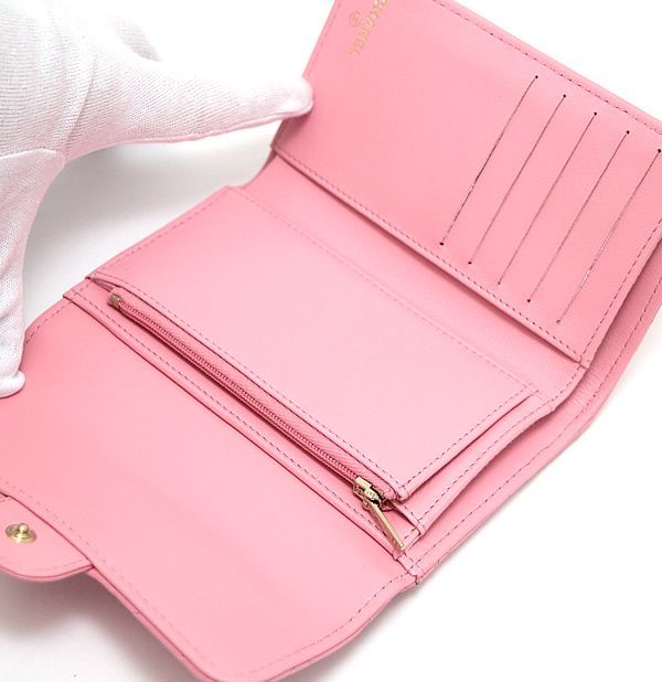 シャネル CHANEL マトラッセ 三つ折り財布 ミディアム ラム ピンク G