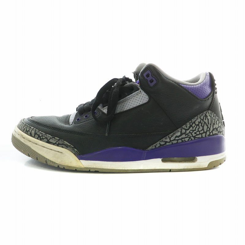 ナイキ NIKE エアジョーダン3 レトロ ブラック コートパープル Air Jordan 3 Retro Black Court Purple スニーカー レザー ハイカット US9.5 27.5cm 黒 ブラック 紫 パープル CT8532-050