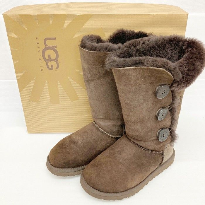 アグ　UGG  ロングブーツ　レザー　ブラウン　箱付きカラー