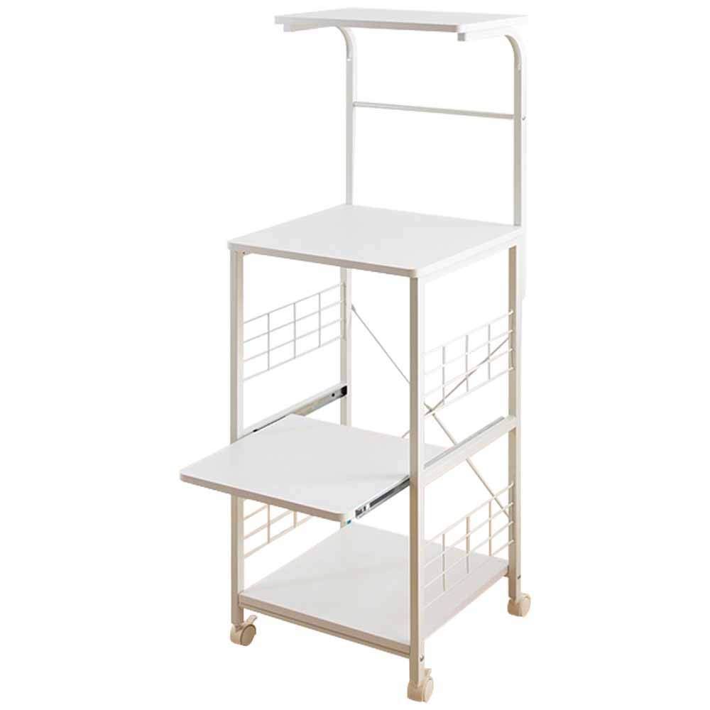 新着商品 レンジ台 幅50 アイリスプラザ レンジラック 幅50×奥行43×高さ130cm コンパクト スライド棚 ストッパー付きキャスター 組立品 ホワイト RGK-49WT