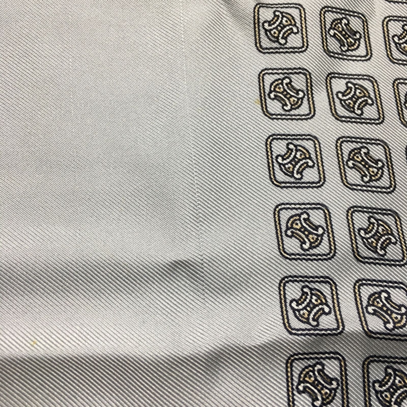 2508-54｜セリーヌ スカーフ シルク グレー トリオンフ タグあり