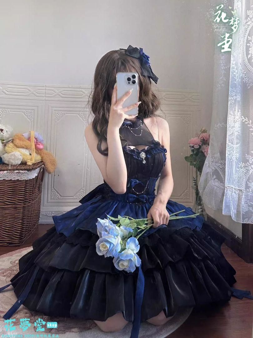 25年 ワンピースロリータセット 仮装 オリジナル 洋服 スカートドレス パーティーお姫様 撮影会 舞台 イベント 花夢堂-309