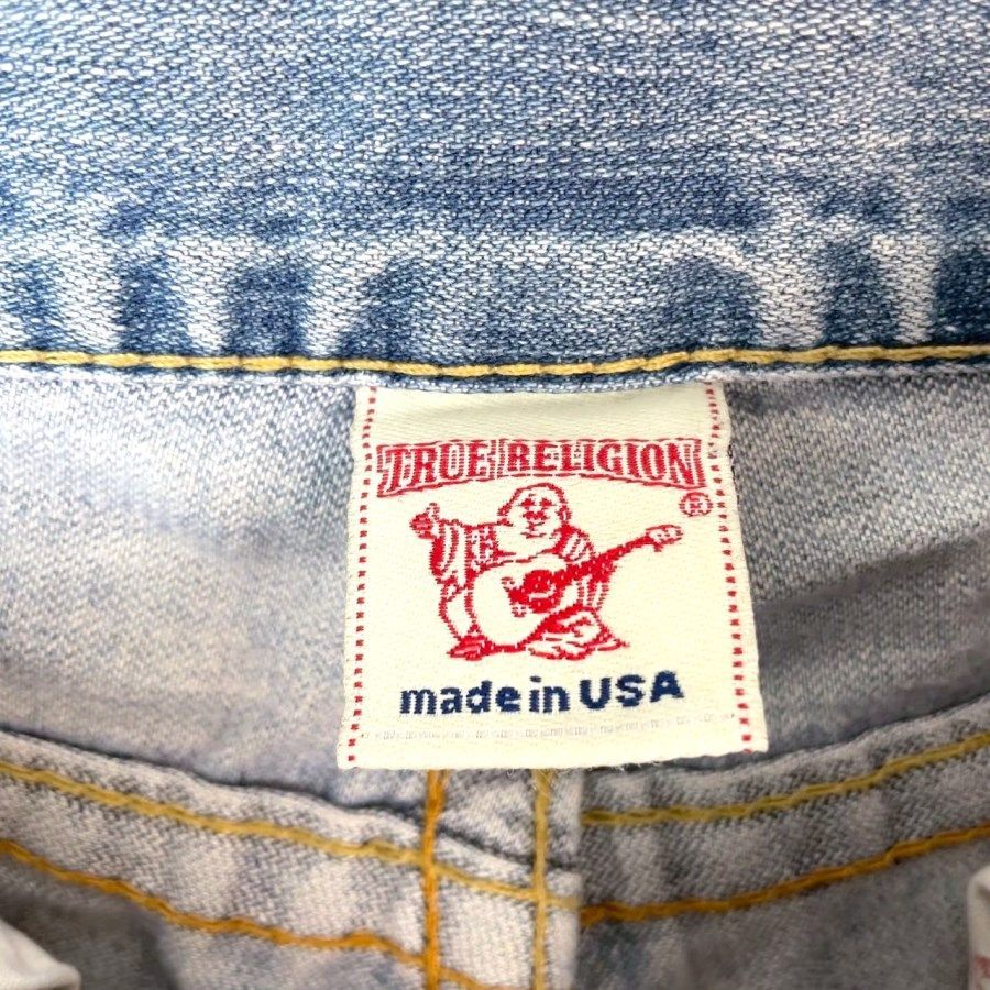 美品✨TRUERELIGION/トゥルーレリジョン ダメージ加工 フレア y2k 中古】TRUE RELIGION ダメージフレアデニム ライトインディゴ 28