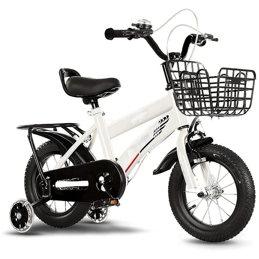 子供用自転車 2歳-12歳子供用自転車 幼児用自転車 補助ホイールの点滅 12 14 16 18 20インチの男の子女の子の自転車 バスケット付き 後部座席 誕生日プ