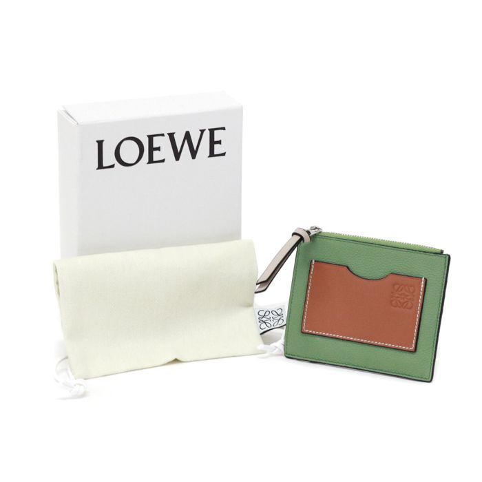 ロエベ LOEWE コインカードホルダー ラージ ソフトグレインカーフ (レザー) アナグラム C660O37X01 カードケース コインケース  ミニ財布 メンズ レディース ローズマリー (ライトグリーン) タン (ブラウン) 極美品 中古 mbd19005 - メルカリ